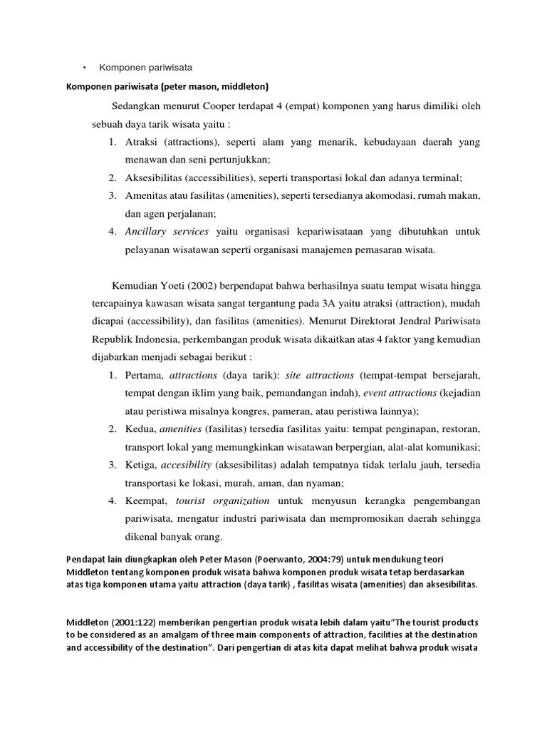 Komponen Pariwisata | PDF