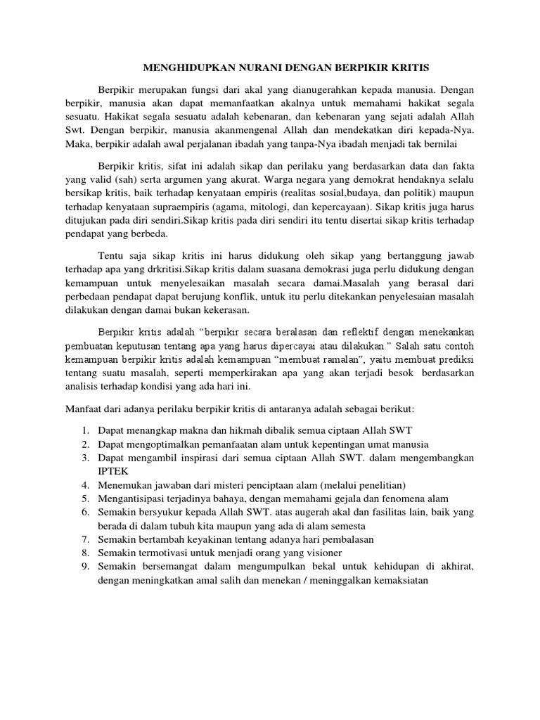 Contoh Perilaku Berpikir Kritis Dan Bersikap Demokratis – Berbagai Contoh