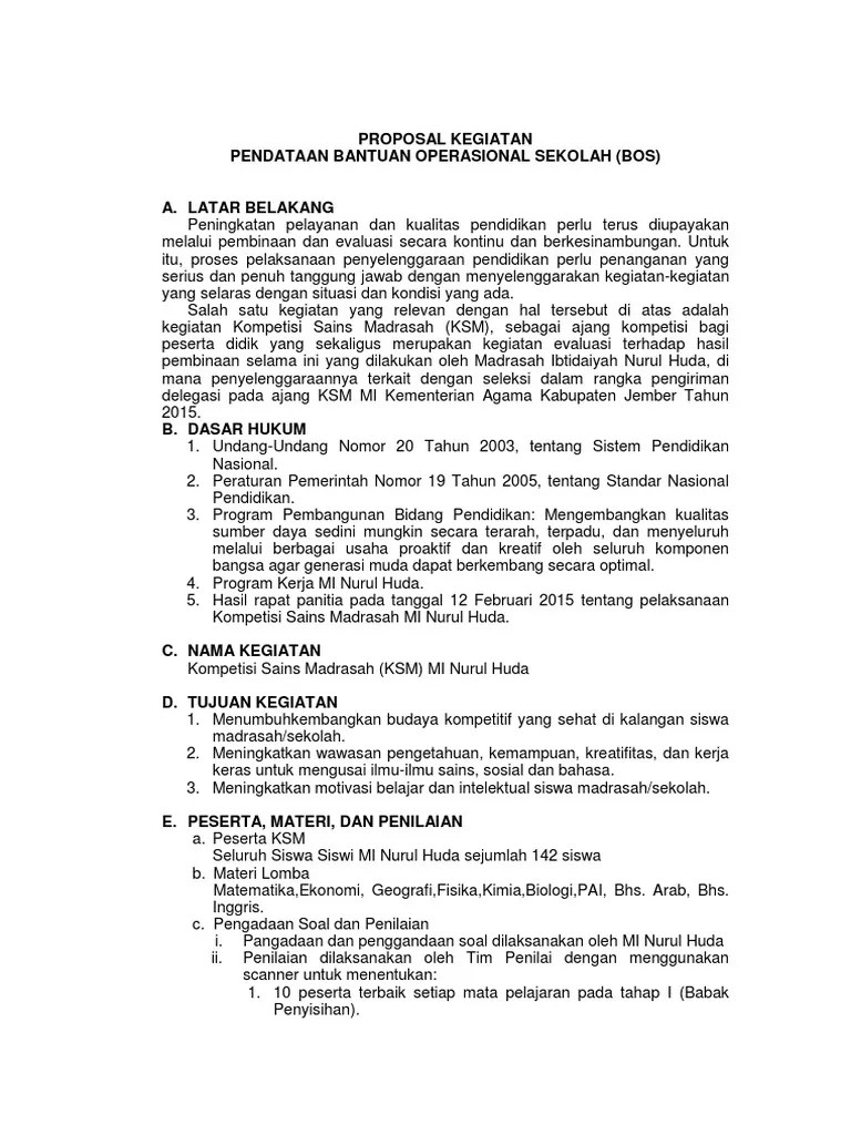 Sedangkan sebagai bentuk konkrit usulan kegiatan ini bertumpu pada pengadaan . Contoh Proposal Kegiatan Ksm Pdf