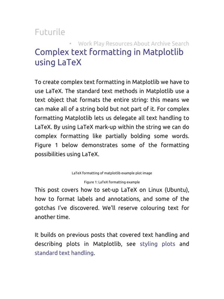 Complex Text Formatting In Matplotlib Using LaTeX | PDF | Text ...