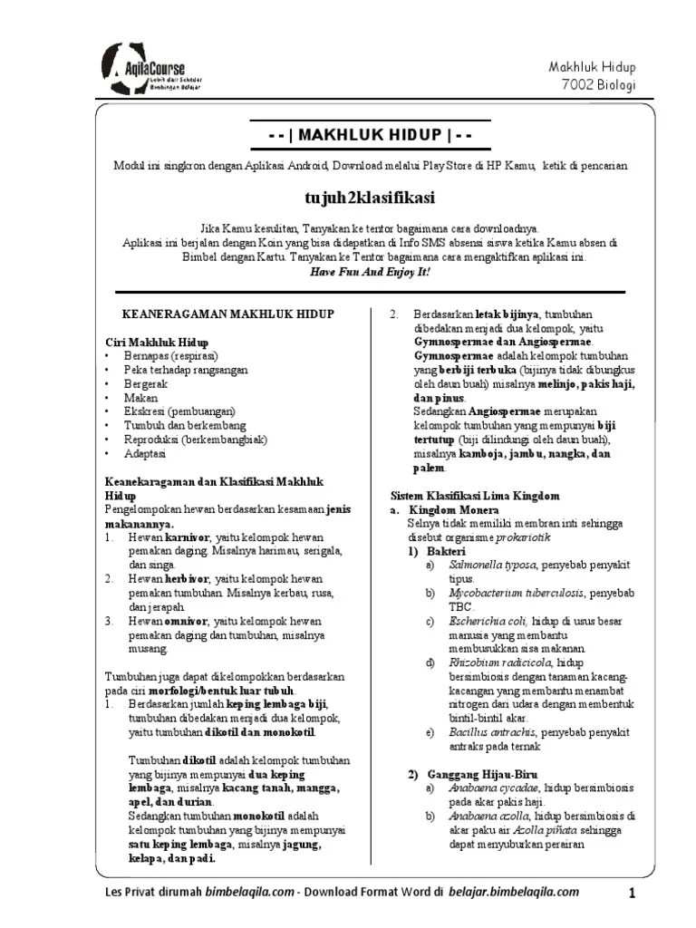 5 contoh penerapan sifat koligatif larutan kenaikan . Soal Hots Biologi Materi Klasifikasi Makhluk Hidup Kelas X Beinyu Com