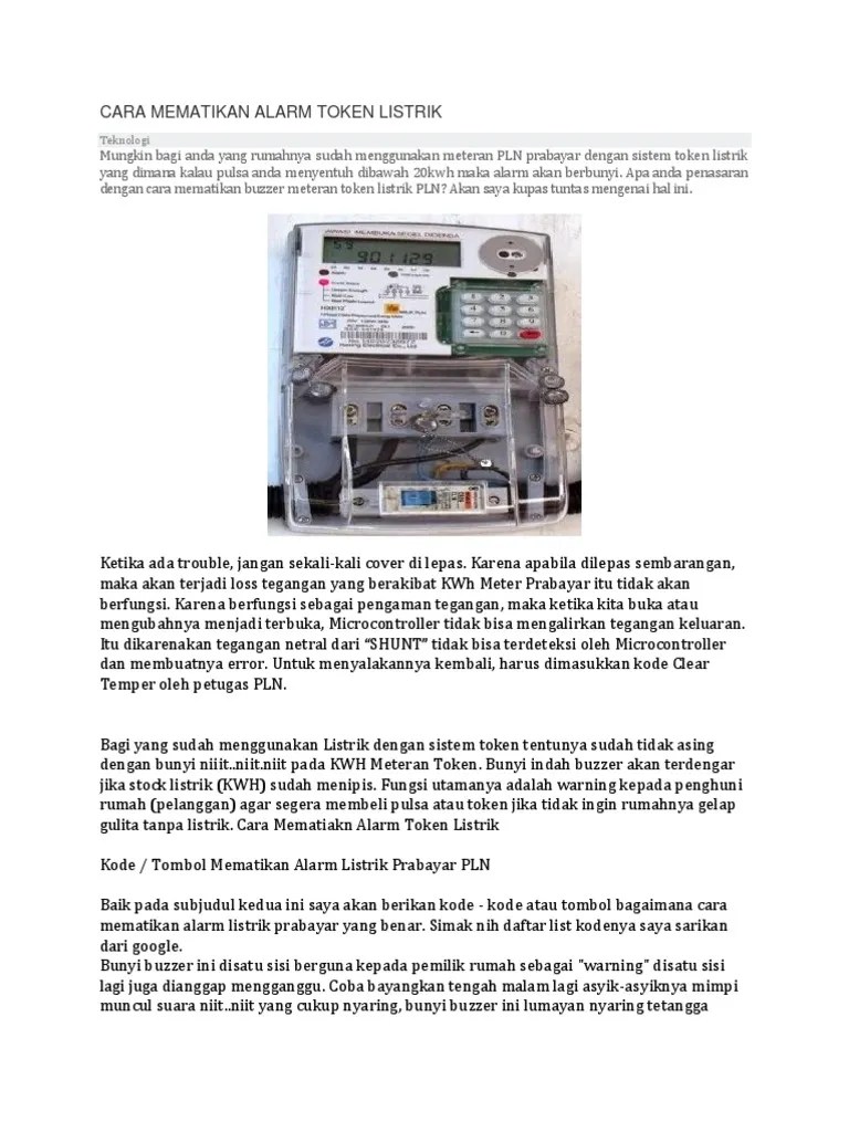 Cara Mematikan Alarm Token Listrik | PDF