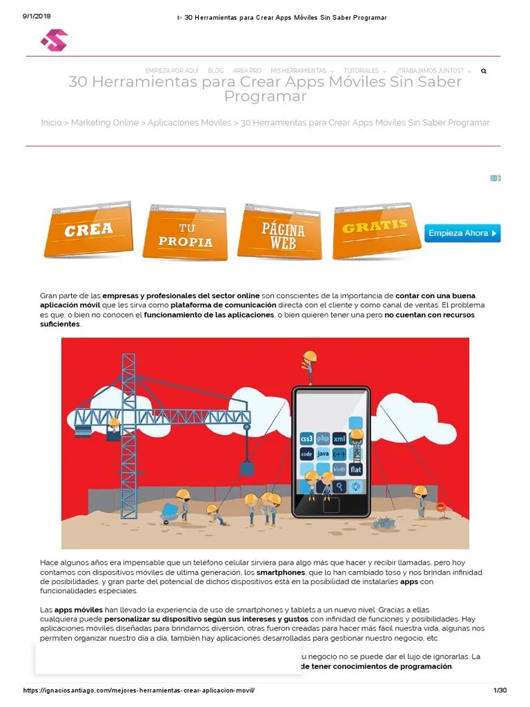 30 Herramientas Para Crear Apps Móviles Sin Saber Programar | PDF | App Store (I Os ...