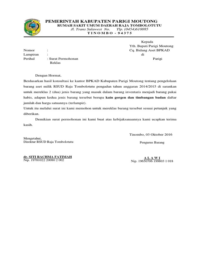 3) surat permohonan penambahan fpjp sebagaimana contoh. Surat Permohonan Reklas Pdf