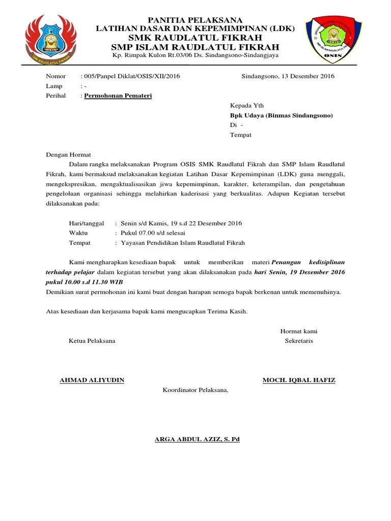 31 Contoh Surat Undangan Resmi Untuk Pemateri Kumpulan Letter 