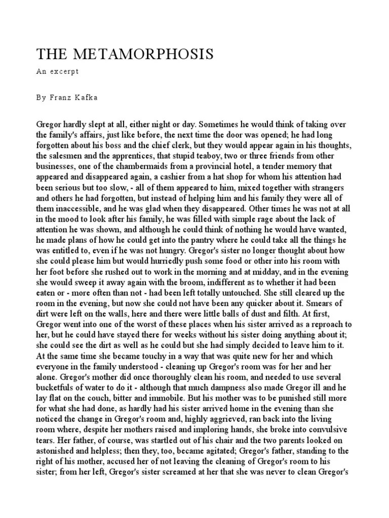 The Metamorphosis By Franz Kafka (An Excerpt) | PDF | The Metamorphosis