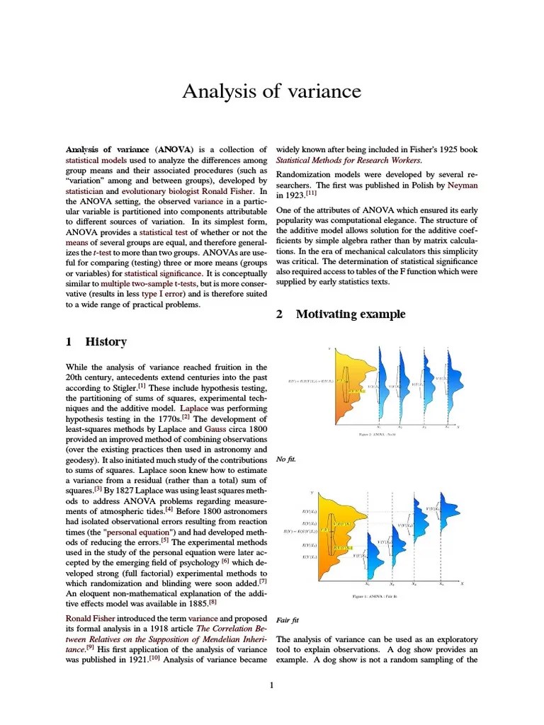 Analysis Of Variance | Download Free PDF | Analysis Of Variance ...