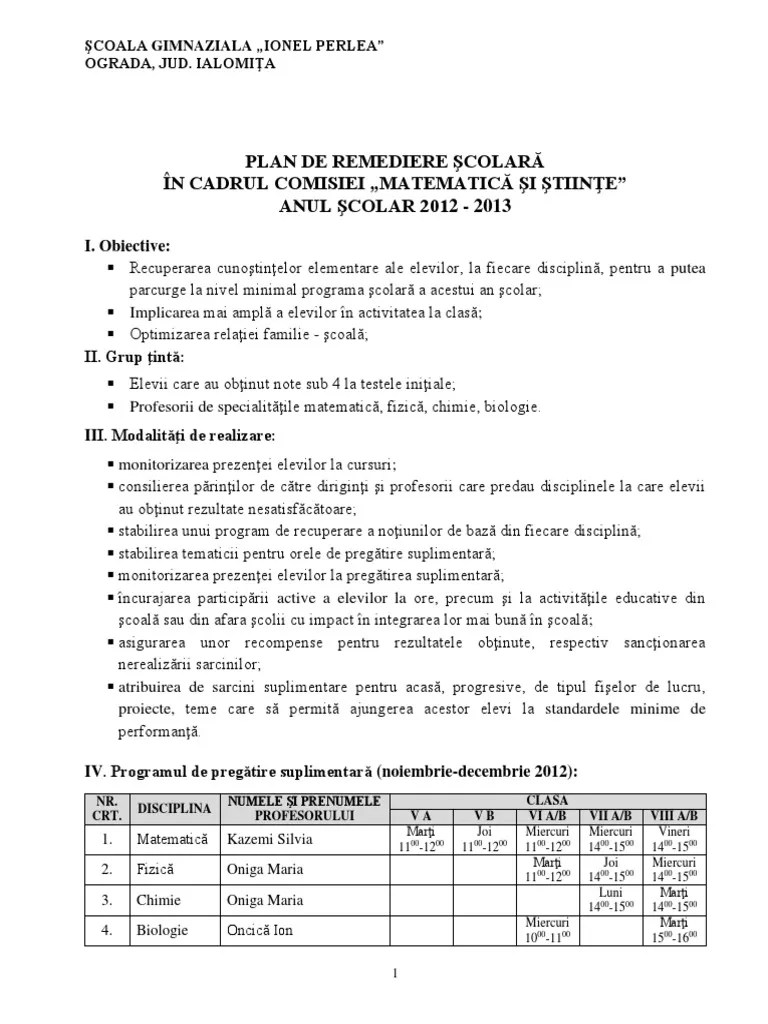 Acest copil a intrat în clasa i la vârsta de 7 ani şi 11 luni şi fercventează cursurile . Plan De Remediere ScolarÄƒ Pdf