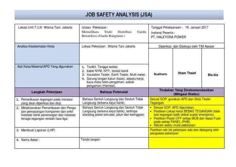Job Safety Analysis (JSA)
