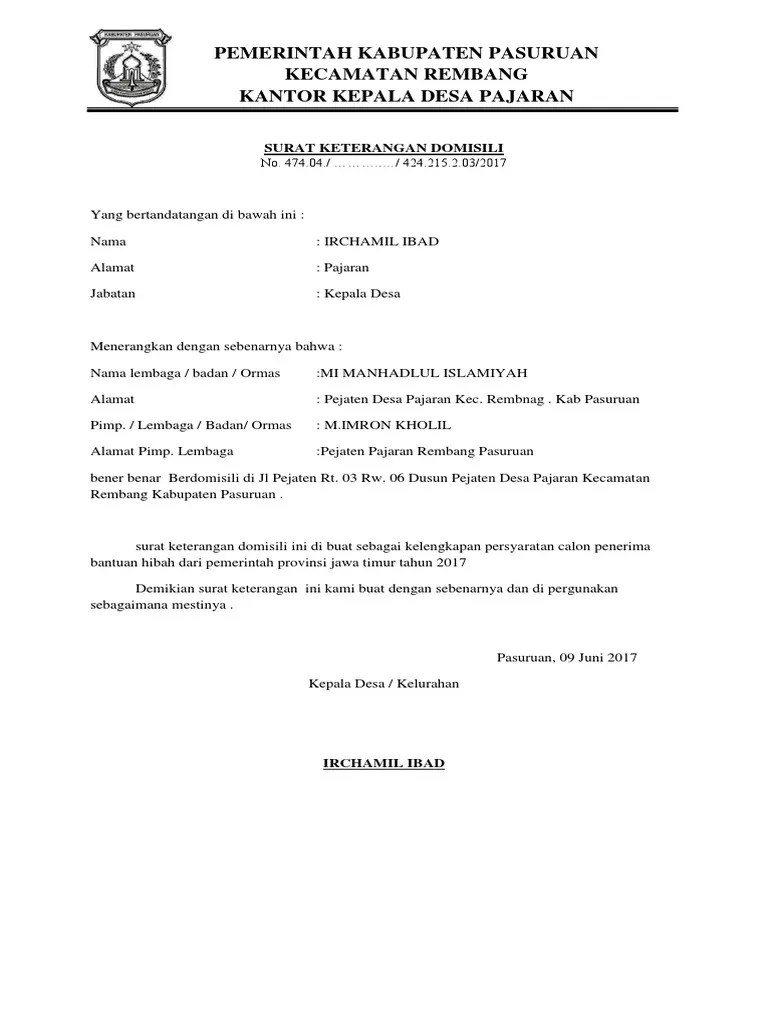 Contoh Surat Keterangan Domisili Lsm Contoh Surat 