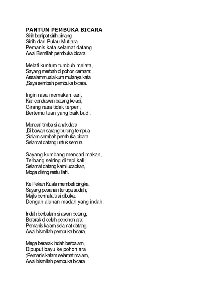 Pantun Pembuka Bicara | PDF