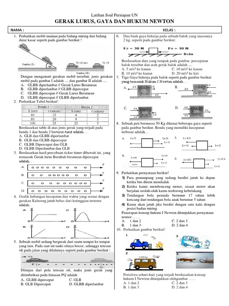 Kumpulan Soal Soal Gerak Un Ipa Smp Kelas 9 Nurul Faela Shufa Soal Ipa Smp Kelas 7 Tetang Gerak Lurus.