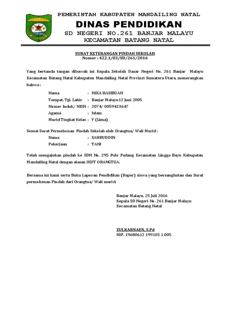 Surat permohonan juga mempunyai ciri khas dan karakteristik yang khusus dalam. Contoh Surat Permohonan Pindah Sekolah Dari Orang Tua ...