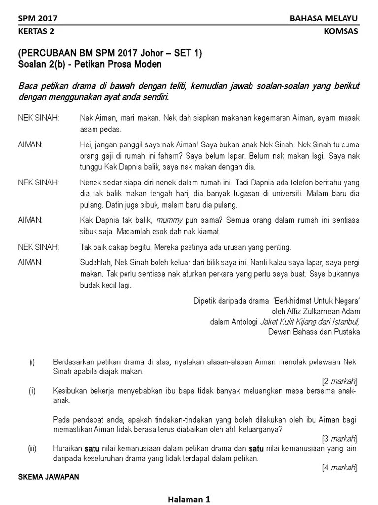 Soalan bm spm sebenar november 2017. 3 Koleksi Soalan Komsas 2b Percubaan