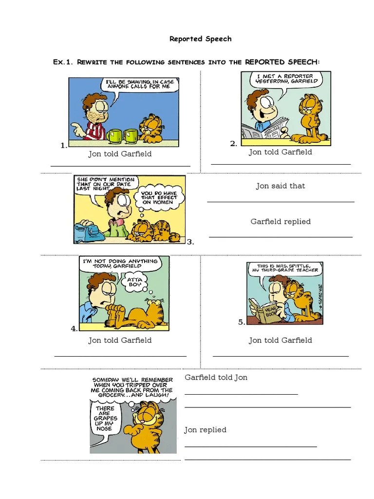 garfield 2 reported speech pdf rules linguistic morphology