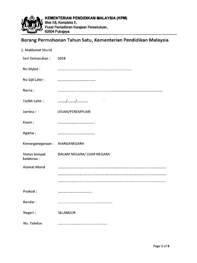 Maybe you would like to learn more about one of these? Borang Daftar Lewat Tahun 1 2018