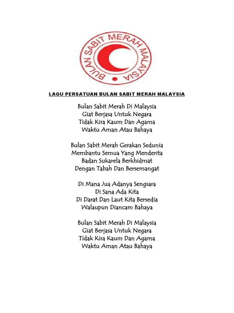 Lagu yang sama juga dinyanyikan oleh setiap penyanyi dari setiap negara yang mengambil bahagian dalam bahasa ibunda mereka, di mana versi siti iaitu dalam bahasa melayu, bertajuk … Lagu Persatuan Bulan Sabit Merah Malaysia Pdf
