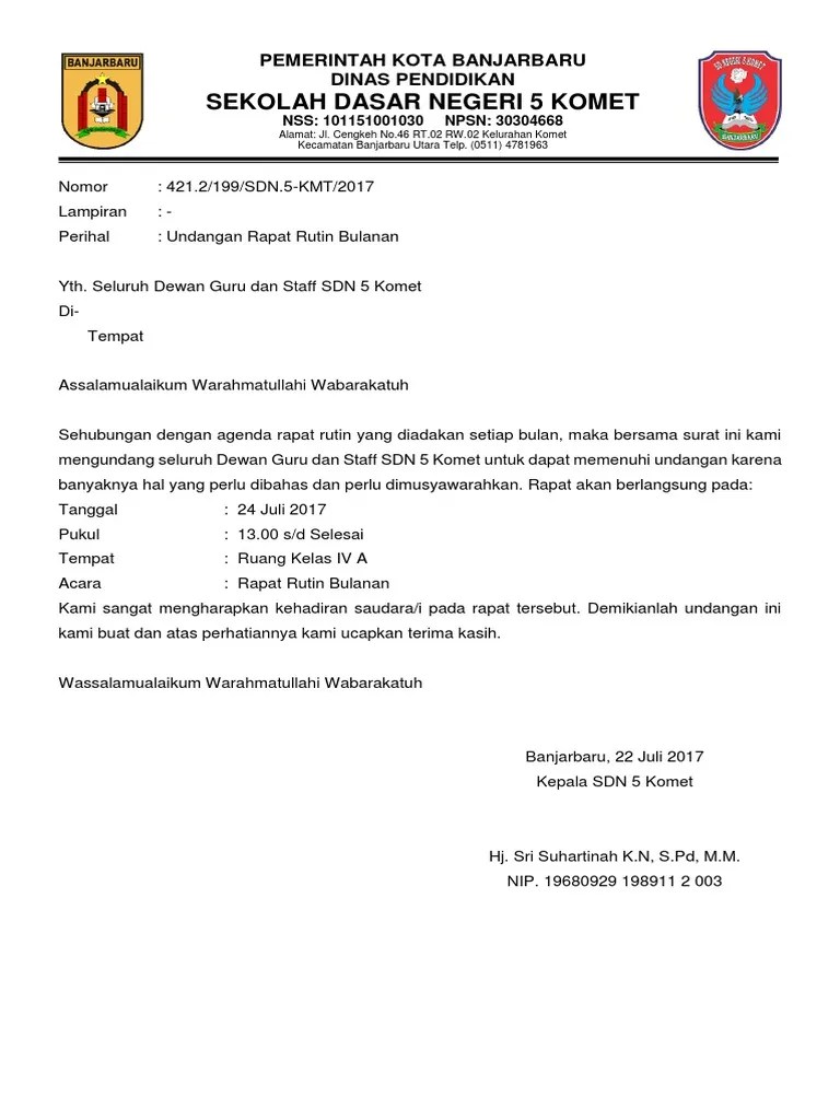 Berita acara rapat dewan guru. Undangan Rapat Bulanan Pdf
