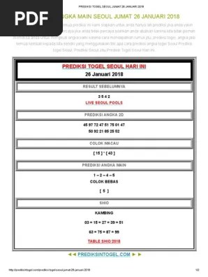 Los angeles, barcelona, kentucky, liverpool, bullseye, seoul, sydney,. Prediksi Togel Seoul Jumat 26 Januari 2018 Pdf