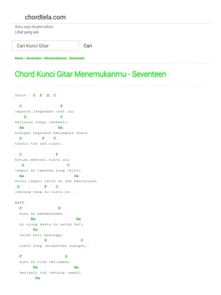C f g c c f separuh langkahku. Kunci Gitar Menemukanmu Seventeen Pdf