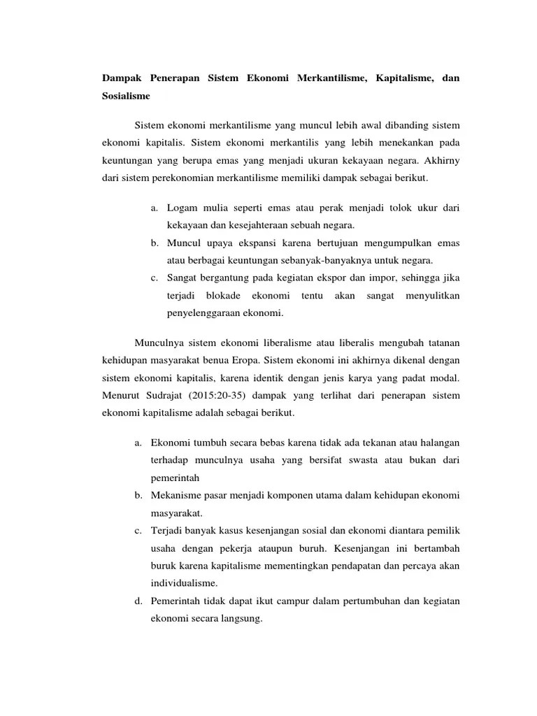Dampak Penerapan Sistem Ekonomi Merkantilisme | PDF