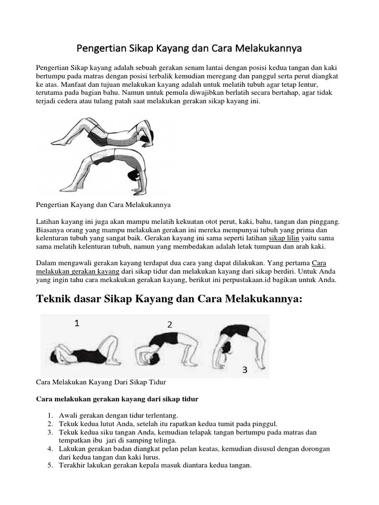 • tidur telentang, kaki terbuka dan lutut ditekuk, telapak kaki . Pengertian Sikap Kayang Dan Cara Melakukannya Beserta Manfaat Pdf