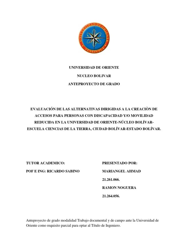 Anteproyecto De Ingenieria Civil | PDF | Invalidez | Educación Avanzada
