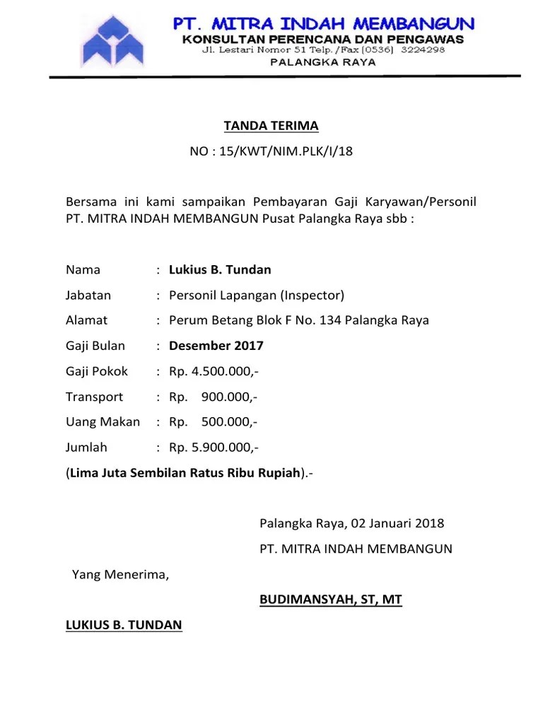 Satu juta dua ratus lima puluh ribu rupiah : Tanda Terima Pdf