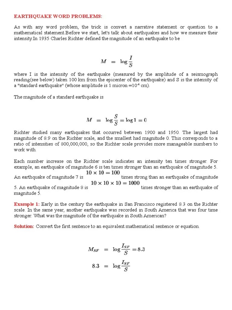 Earthquake Seismic Logarithm's Application | PDF