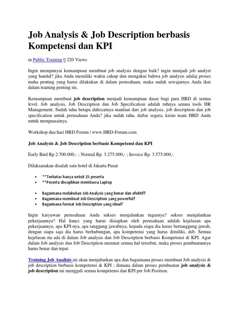 Template job desc human resource development staff ini dapat anda ubah ke dalam format . Contoh Job Description Dan Job Specification Hrd Berbagai Contoh