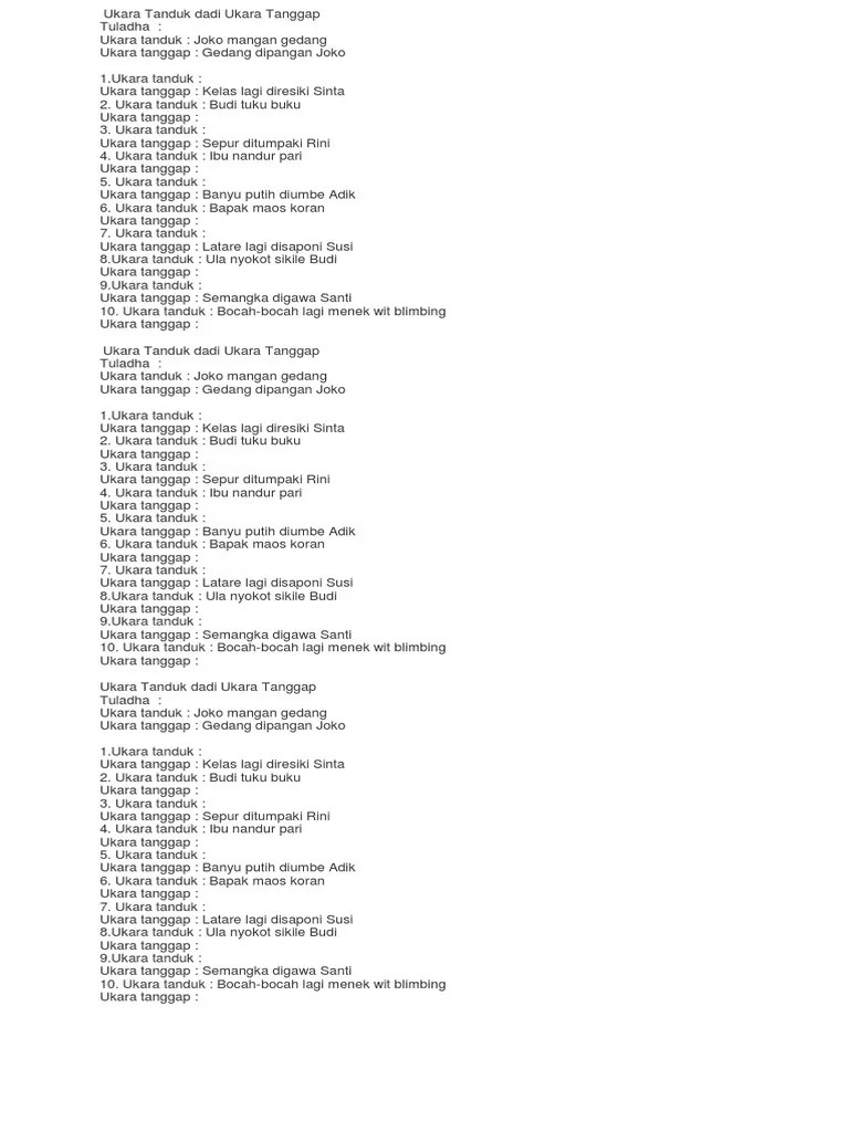 Ukara Tanduk Dadi Ukara Tanggap | PDF