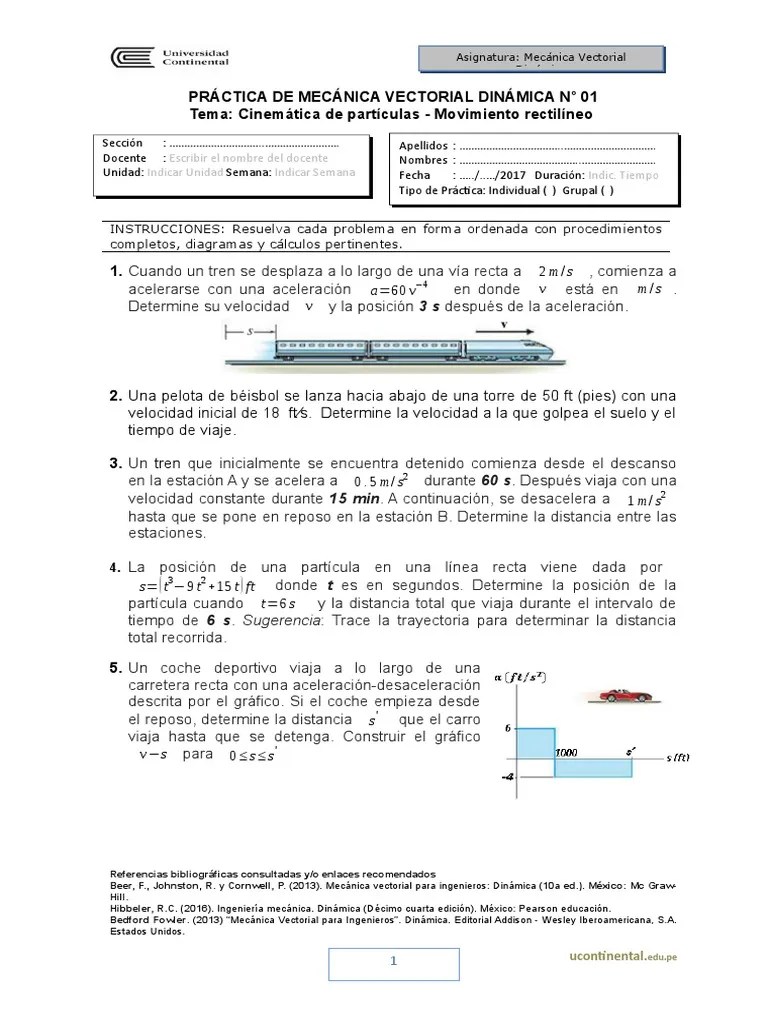 Practica1 Dinamica | PDF | Velocidad | Aceleración