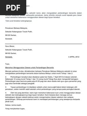 Aug 13, 2019 · gambar contoh surat rasmi untuk membuka akaun bank yang baik dan benar 2019. Surat Kiriman Rasmi Memohon Menggunakan Dewan Pdf