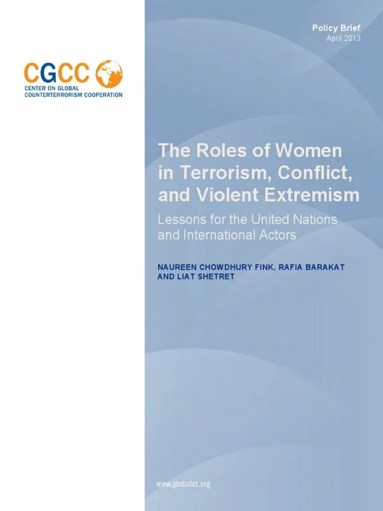 The Roles Of Women In Terrorism, Conflict, And Violent Extremism ...