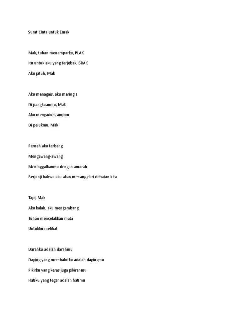 Surat Cinta Untuk Emak Puisi | PDF
