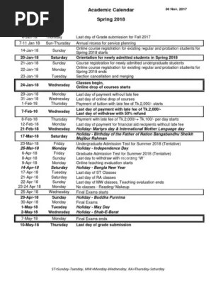 Fortis College 2018 Calendar [Adjusted Calendar] 