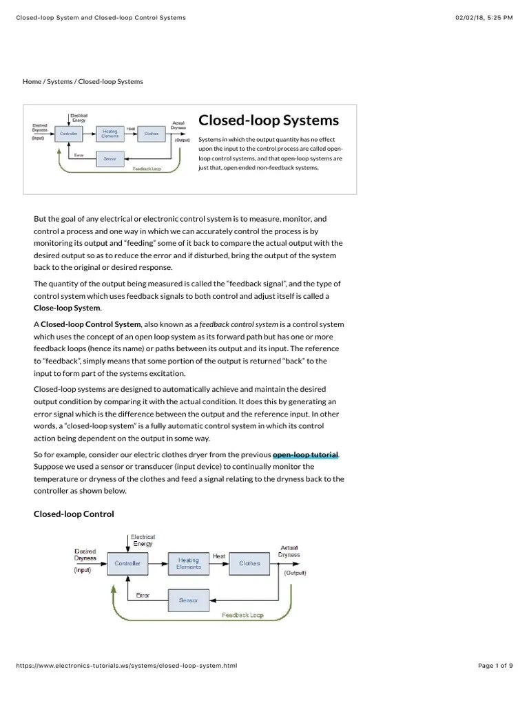 Closed-Loop System And Closed-Loop Control Systems | PDF | Control ...