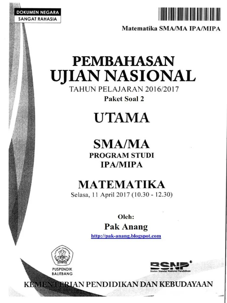 Pembahasan soal un matematika sma ipa 2017 . Contoh Soal Ipa Un Smp 2017 Beserta Pembahasannya Beinyu Com