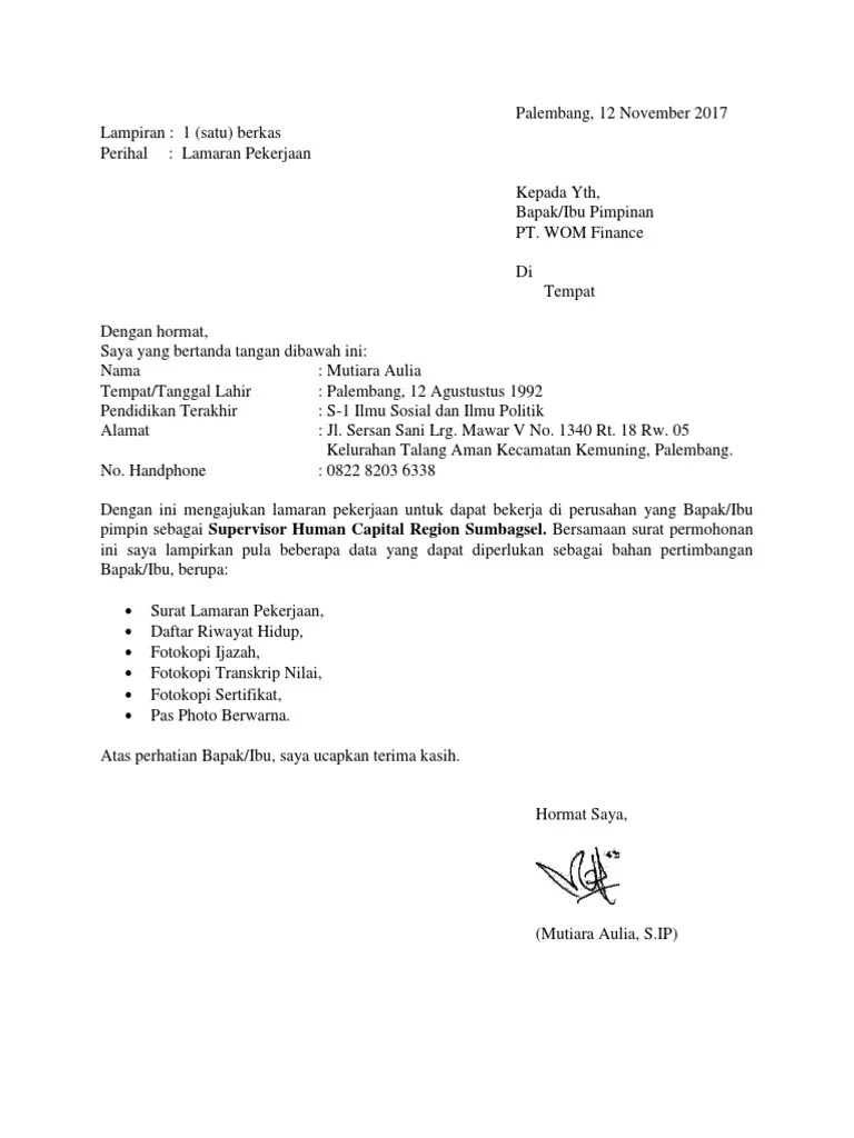 50 Contoh Surat Lamaran Kerja Walk In Interview Berbagi Resep 