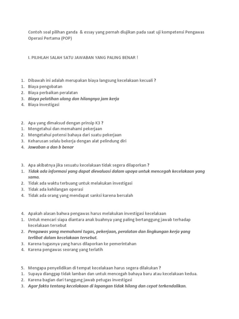 1video ini menjelaskan bagaimana mempersiapkan diri dalam menghadapi uji kompetensi . Contoh Soal Ujian Pop Training Pdf