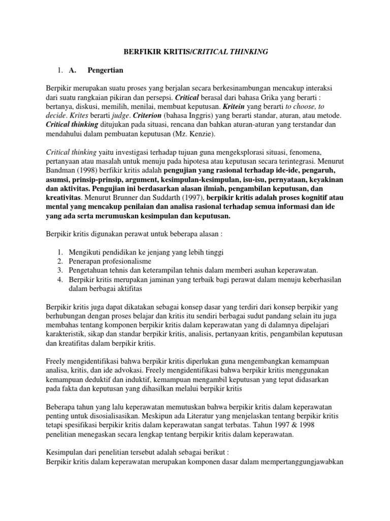 The ability of students understanding and critical thinking who use media . Berfikir Kritis Pdf