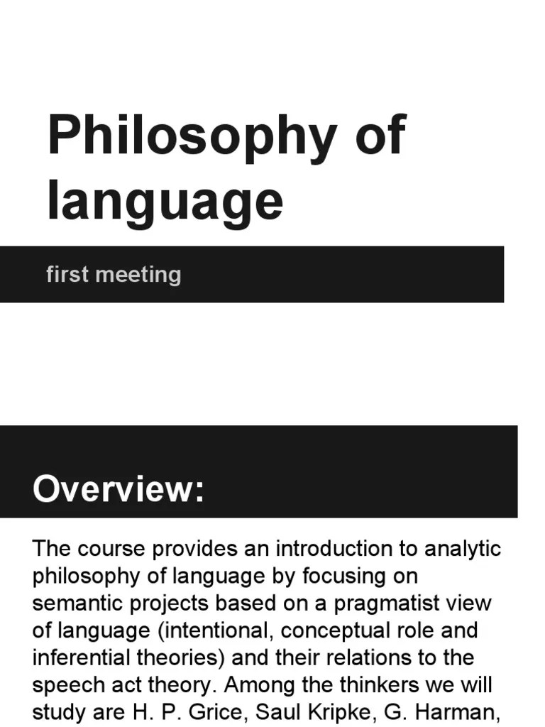 Philosophy Of Language - 1 | PDF | Philosophy Of Language | Linguistics