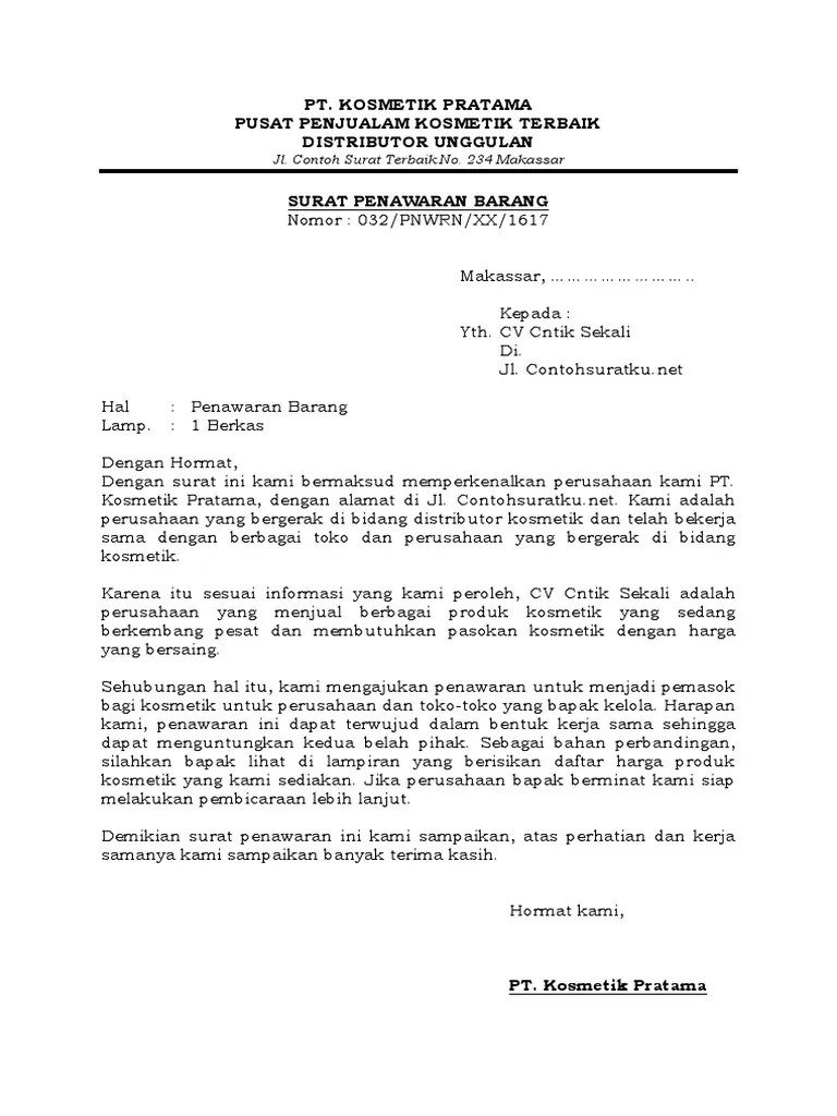 Tujuan dibuat surat penawaran ini, supaya jasa atau barang yang anda tawarkan bisa berjalan dengan lancar. 5 Download Contoh Surat Penawaran Barang Terbaru Format Word