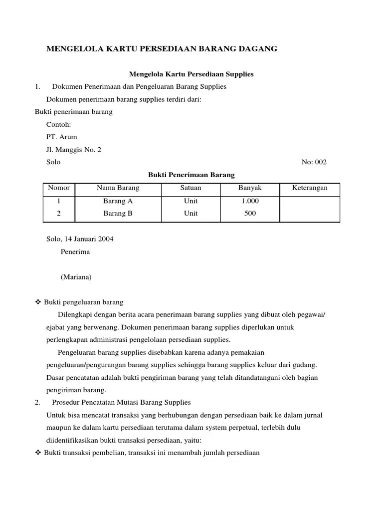 Mengelola Kartu Persediaan Barang Dagang | PDF