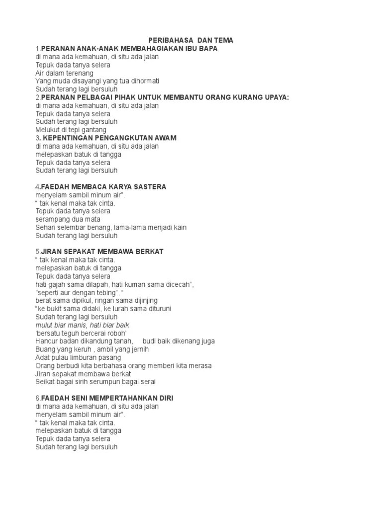 Apa maksud tepuk dada, tanya selera?. Tips Menulis Peribhasa Pdf