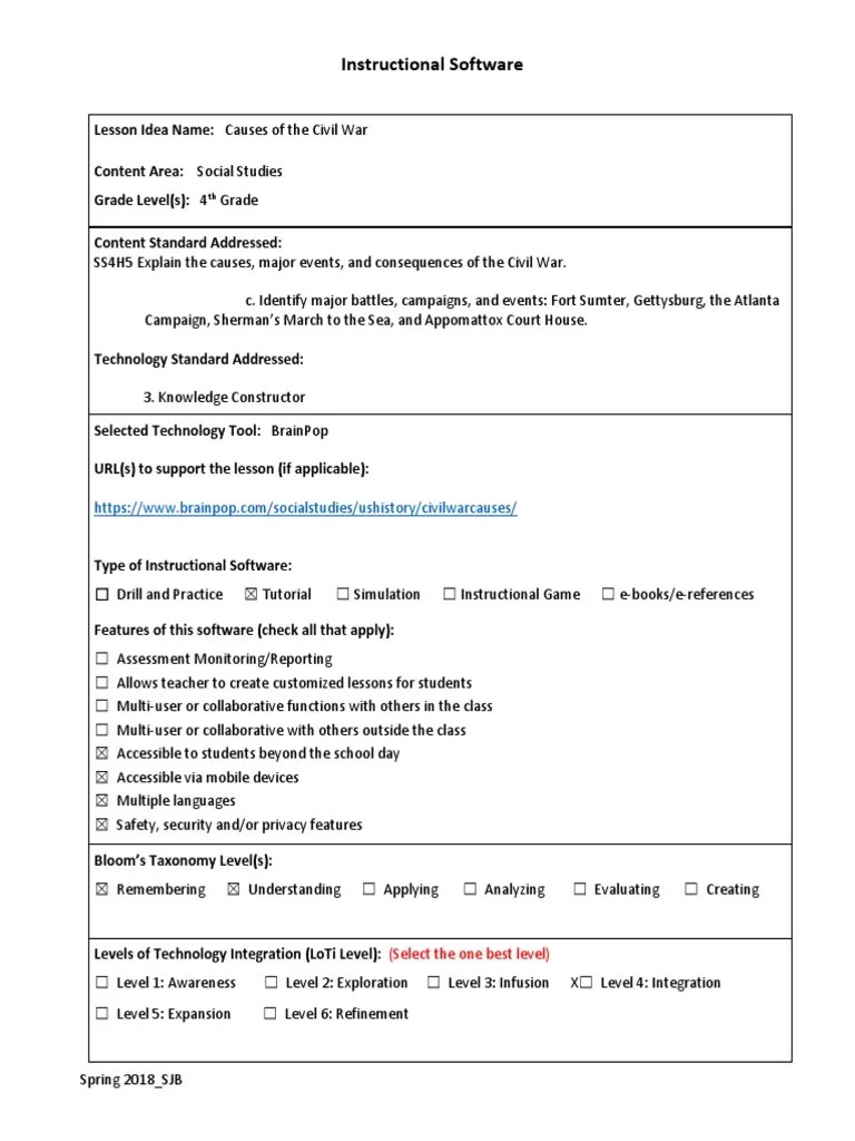 Instructional Software Lesson Template | PDF | Pedagogy | Cognitive Science
