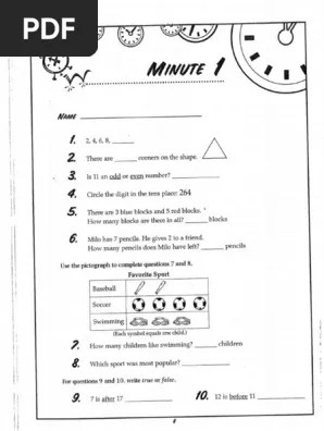 Table of contents units of measurement practice test drawing congruent shapes subtraction fact word problems lines, line segments, and rays properties of multiplication: 3rd Grade Math Minutes 1 50 Pdf