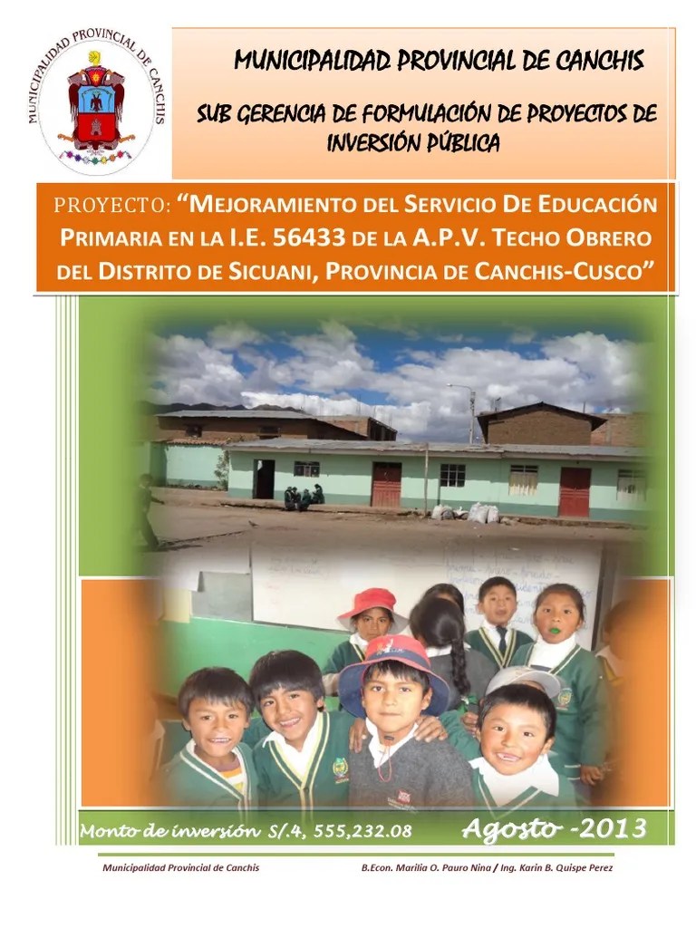 Pip Educacion 56433 Techo Obrero | PDF | Jardín De Infancia | Educación Avanzada