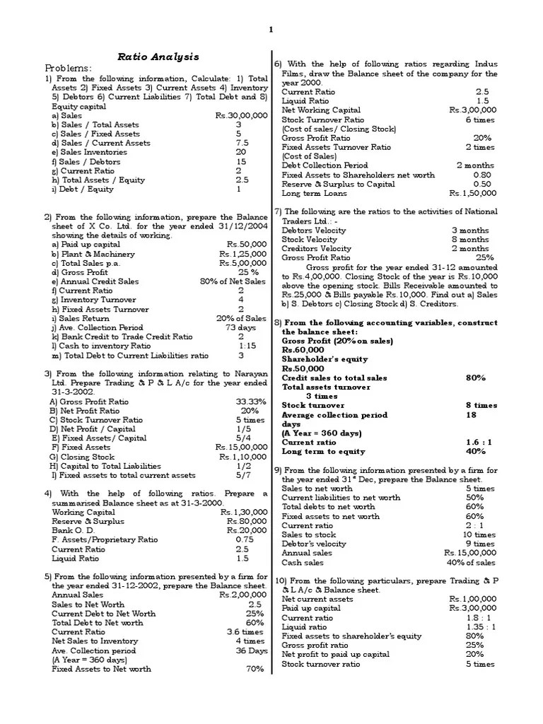 Ratio Analysis 1 | PDF | Balance Sheet | Equity (Finance)