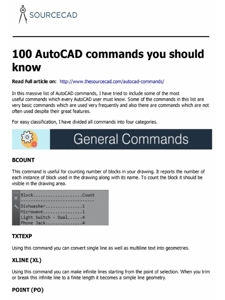 100 Autocad Commands | PDF